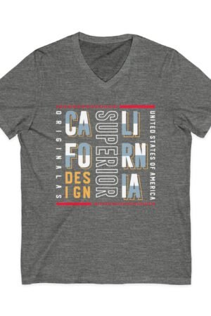 California Superior Design V‑Neck Tee — Retro Graphic CA Typography Shirt